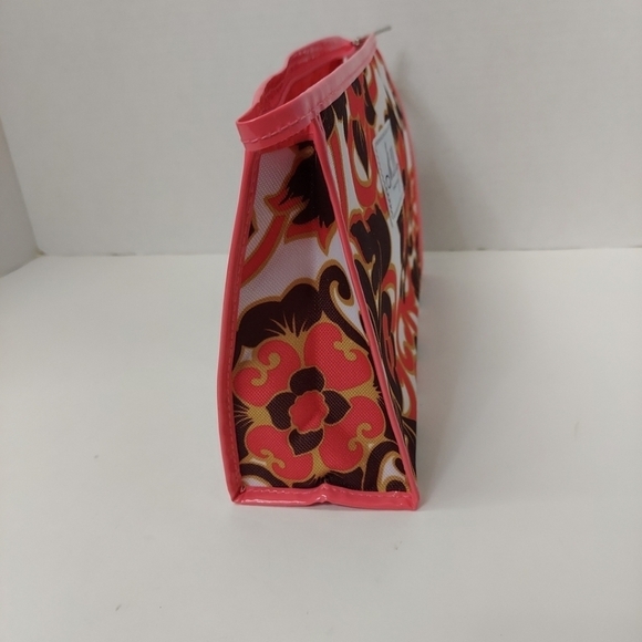 Milly for Clinique Make Up Bag Cosmetic Case Zipper Pink Brown Flower Floral - Picture 7 of 12